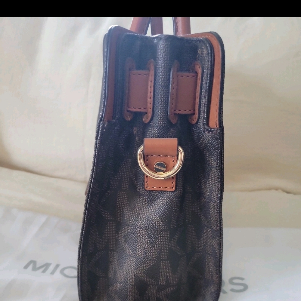 Michael Kors Hamilton Leather Bag Brown Logo with Dust Bag - Picture 5 of 13
